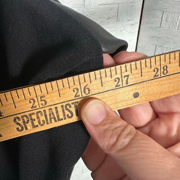 Rafaella open waterfall front cardigan jacket black foe leather sleeves plus siz - Picture 9 of 10